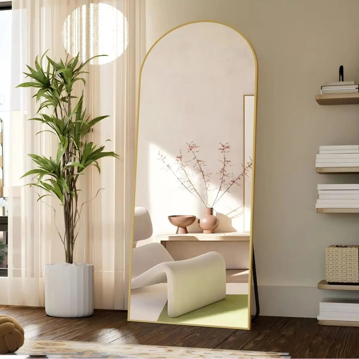 Arched Full Length Mirror – 71"x26" Full Body Floor Mirror, Standing, Hanging or Leaning Wall Mount with Stand