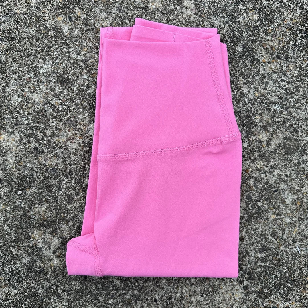 High Waist Women's Yoga Leggings - Solid Color Cropped Gym & Training Pants with Back Pocket