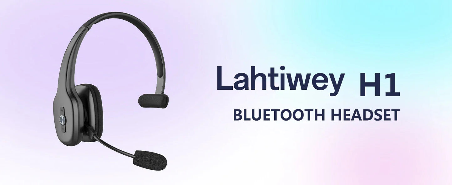 Bluetooth V5.3 Wireless Headset – Truck Driver & Office Hands-Free Call Headphones with Microphone