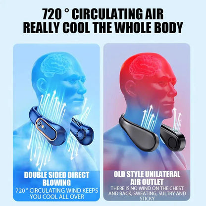 Portable Mini Bladeless Neckband Fan with Digital Display - USB Rechargeable Air Cooler for Neck, Hands-Free Cooling Experience