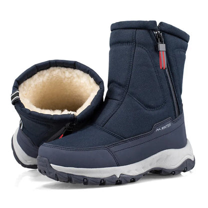 Large Winter Men’s Boots – Warm Plush Ankle High-Top Snow Boots, Sweat-Wicking Outdoor Sneakers
