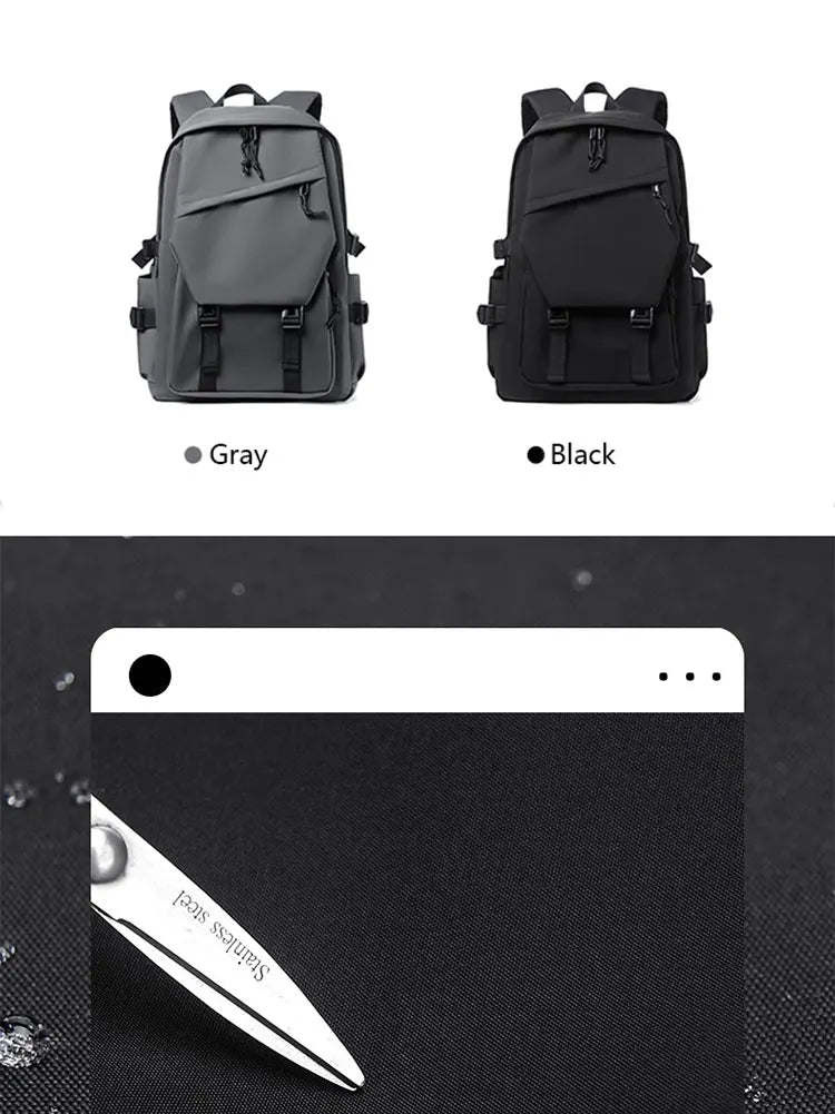 15 Inch Polyester Waterproof Men’s Backpack – Simple, Fashionable Student & Couple Computer Bag