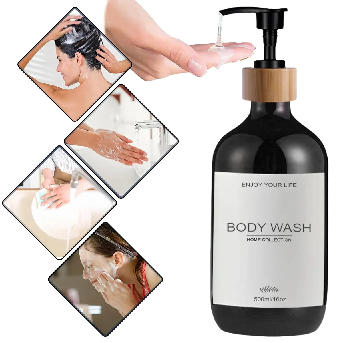 Kitchen Sink Soap Dispenser Bottle with Waterproof Labels – Refillable Dish Pump for Countertop