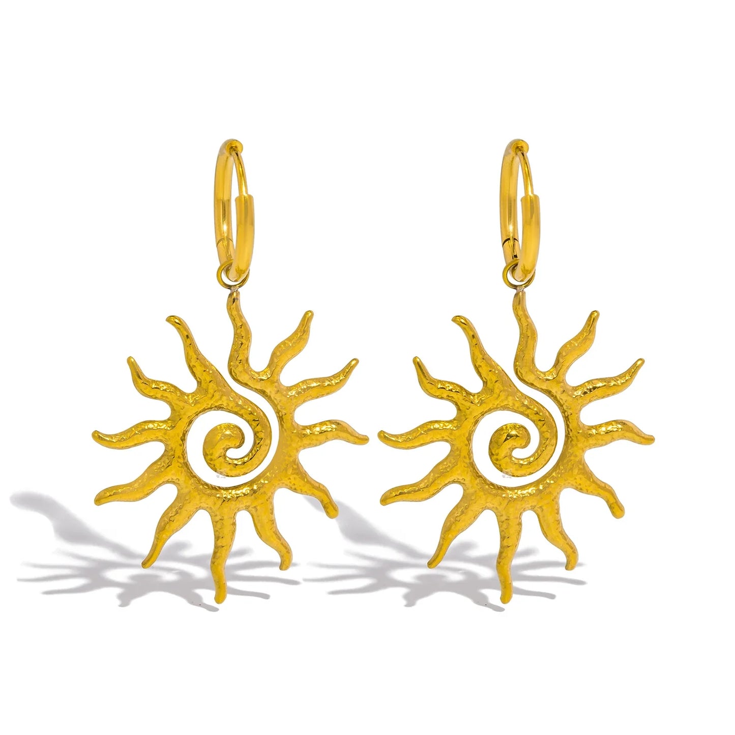 Spiral Sun Pendant Necklace for Women – 18K Gold Plated Hypoallergenic Stainless Steel Boho Daily Wear Jewelry Gift