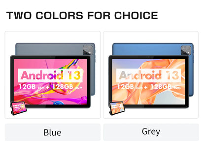 VASOUN Android 14 Tablet 10.1" — 12GB RAM, 128GB ROM, Octa-Core, Dual SIM 4G, WiFi 2.4G/5G, GPS