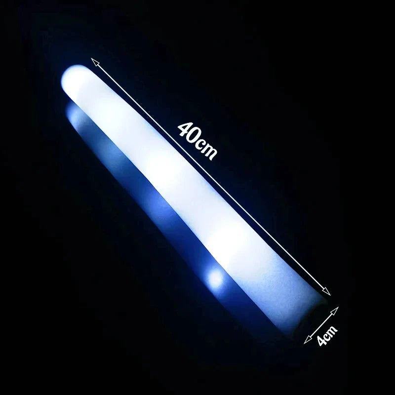 30 Pcs LED Foam Glow Sticks – White Light Flashing Cheer Batons for Wedding & Party Supplies, Glow in the Dark