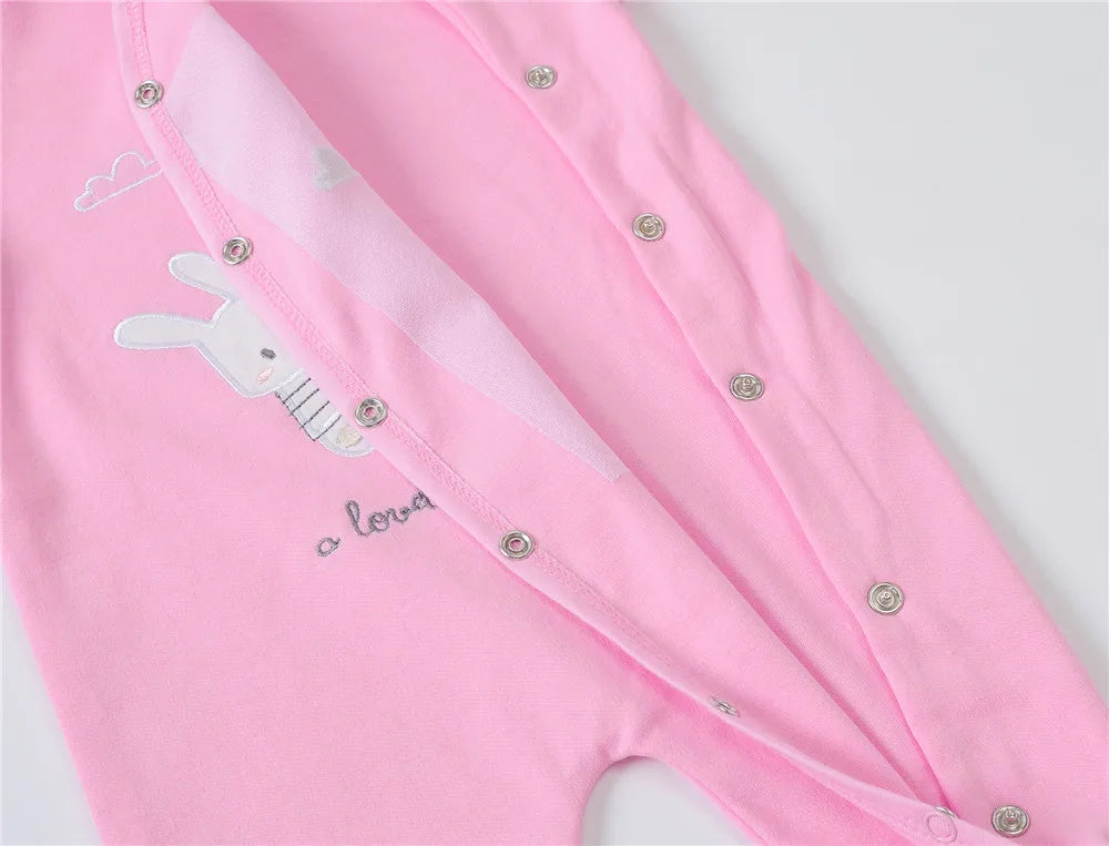 Kavkas 3/4 Pcs Baby Romper – 100% Cotton Polka Dot O-Neck Full Sleeve Summer Jumpsuit for Newborn Girls (0-12 Months)