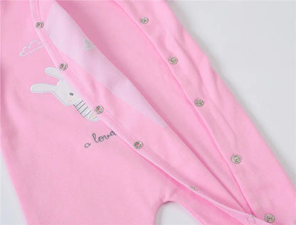 Kavkas 3/4 Pcs Baby Romper – 100% Cotton Polka Dot O-Neck Full Sleeve Summer Jumpsuit for Newborn Girls (0-12 Months)