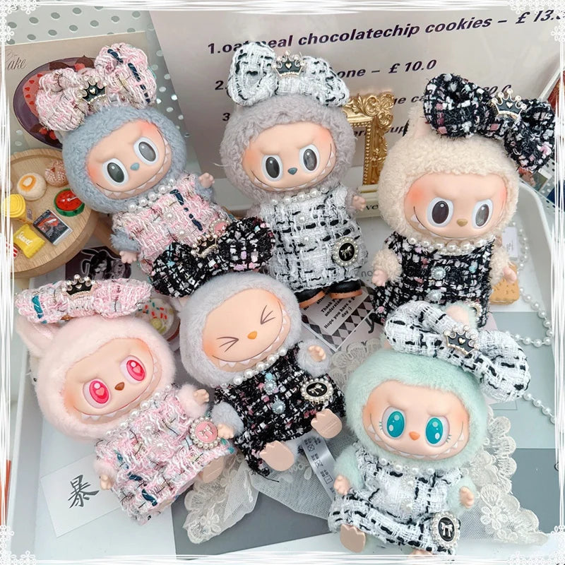 17cm Labubu Doll Accessories - Luxury Sweet Woolen Suit, Crossbody Bag & Princess Shoes Set