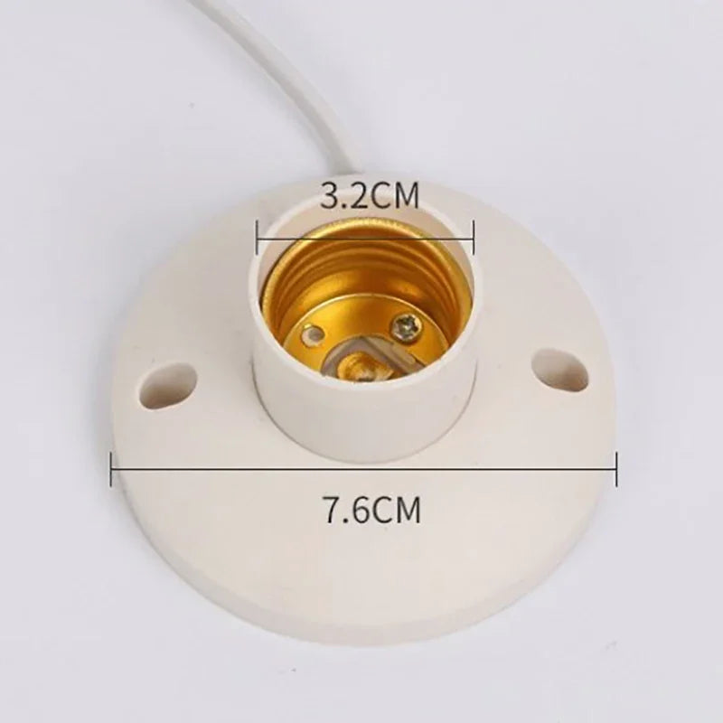 EU LED Stand Lamp Holder — E27 Bulb Plug Dome Socket with Cable Base for Table Lamps, Nightstands, and Lighting Accessories