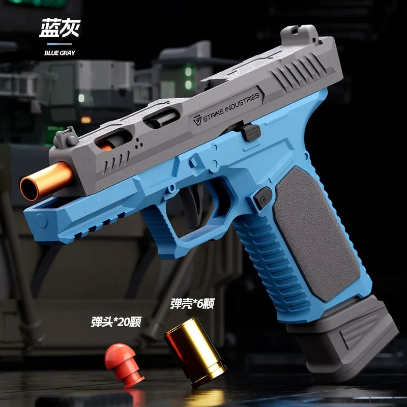 SIG17 Shell Ejecting Toy Gun – Blowback Soft Bullet Pistol with Continuous Firing Action for Kids Gift