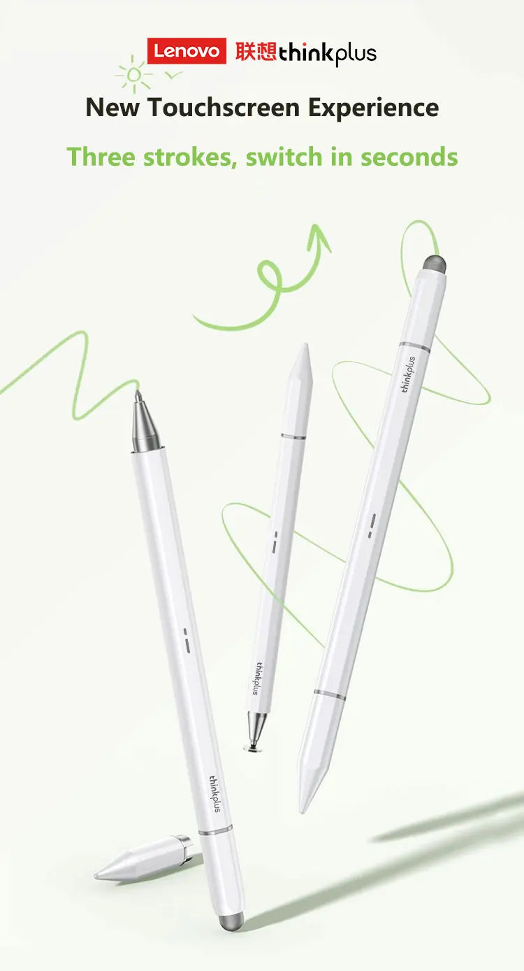 Lenovo Universal Stylus with 3 Pen Tips – Compatible with Android, iOS, iPad, Apple Pencil, Huawei, Xiaomi & Samsung Tablets