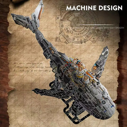 Mechanical Animal Building Blocks – T-Rex, Whale, Parrot, Devil Ray & Shark Model with Lights for Kids & Adults