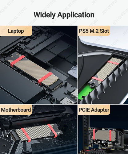 JEYI M.2 Copper SSD Heatsink with Graphene Layer - NVMe NGFF 2280 Drive Cooler for Laptop, PC & PS5