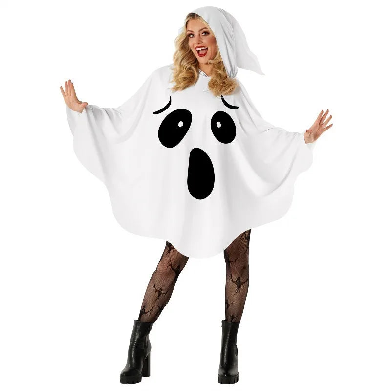 Halloween Witch Costume Set - White Bat Cloak for Halloween Parties & Cosplay