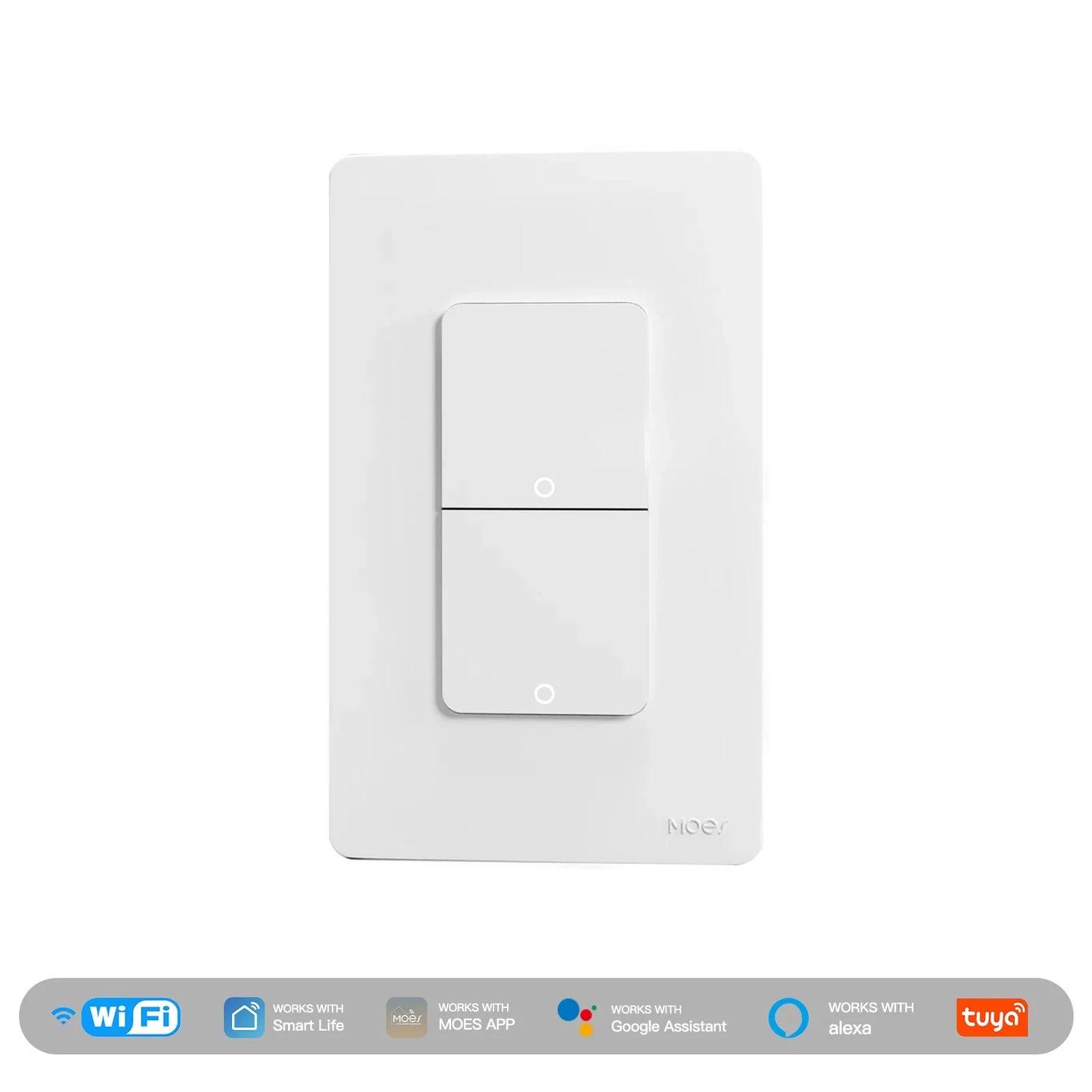 MOES Tuya Wi-Fi Smart Light Switch – US Single Pole Push Button Wall Switch, Alexa & Google Home Compatible, Neutral Wire Required