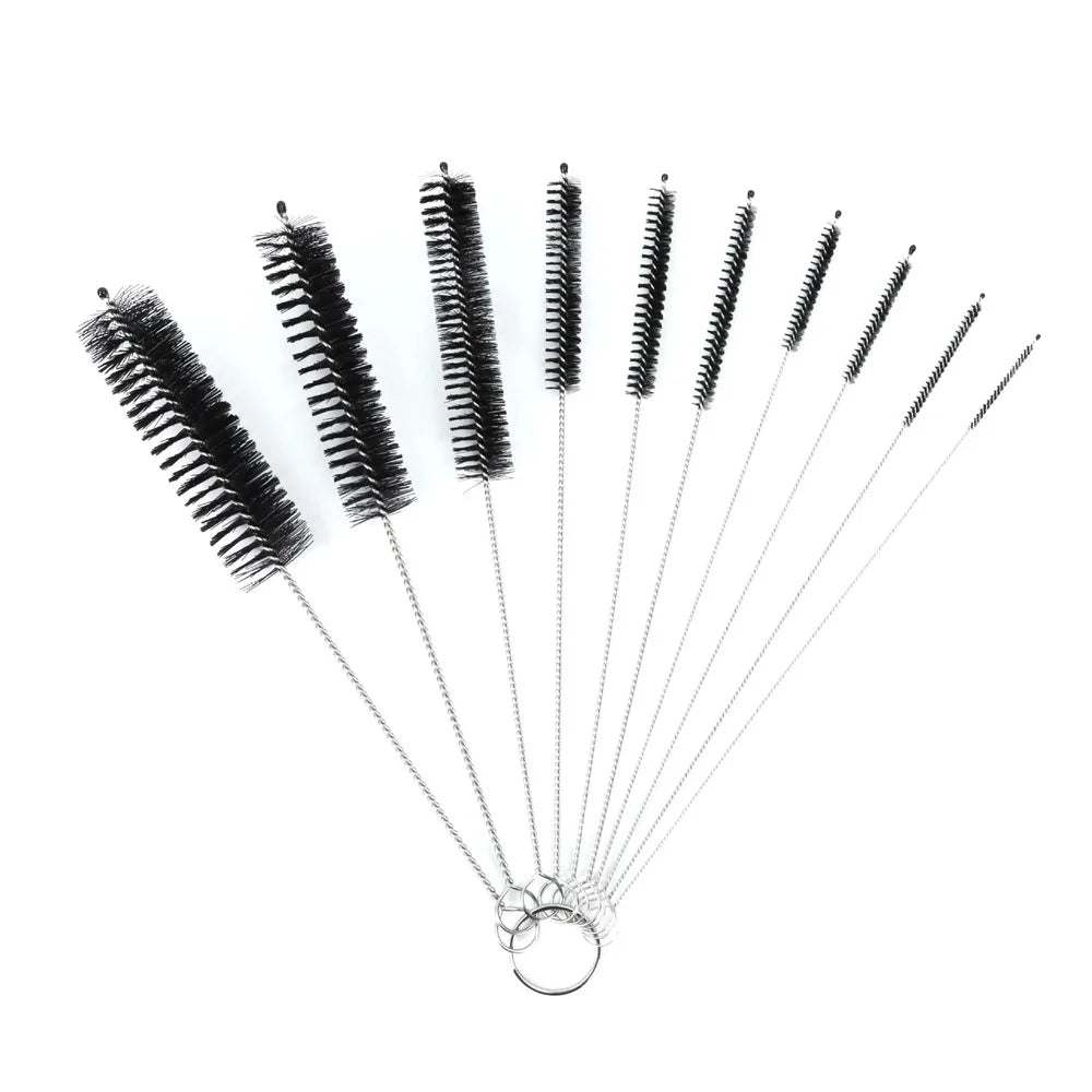 10pcs Nylon Bottle & Straw Cleaning Brush Set – Kitchen Tube, Bottle & Straw Bristle Cleaner Kit