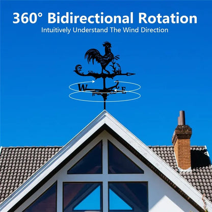 Stainless Steel Rooster Weathervane - Yard, Garden, Barn Ornament for Roofs, Collies Shed Kit Weather Vanes