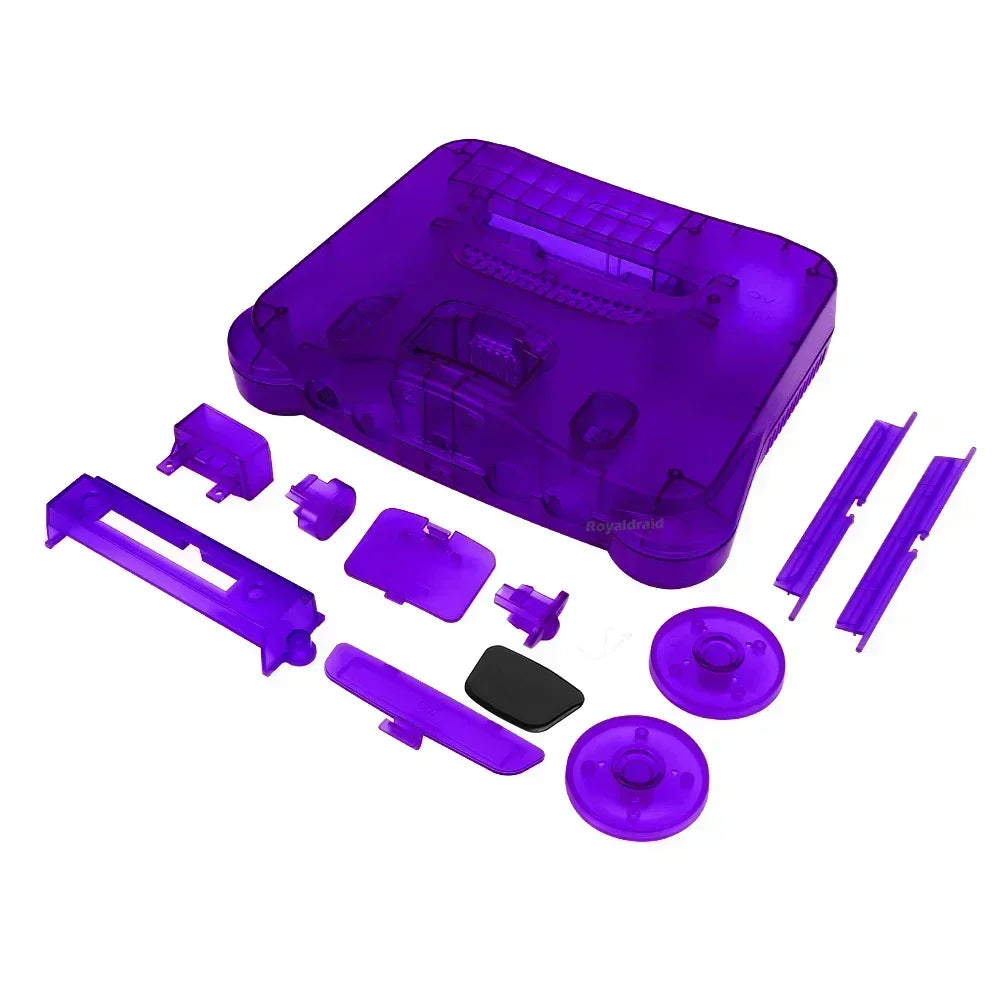 2-Pack Transparent Orange & Purple N64 Replacement Housing Shell – Translucent Case for Nintendo N64 Console