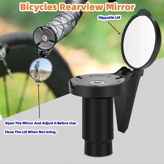Bicycle Rear View Convex Mirror - Handlebar Drop Bar Mount with Acrylic Lens, Lightweight Back Sight Reflector