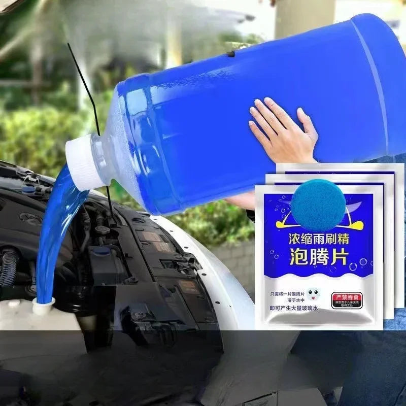 Glass Water Effervescent Wiper Tablets | Universal Concentrate for All Seasons, Strong Anti-Freeze & Shellac-Free