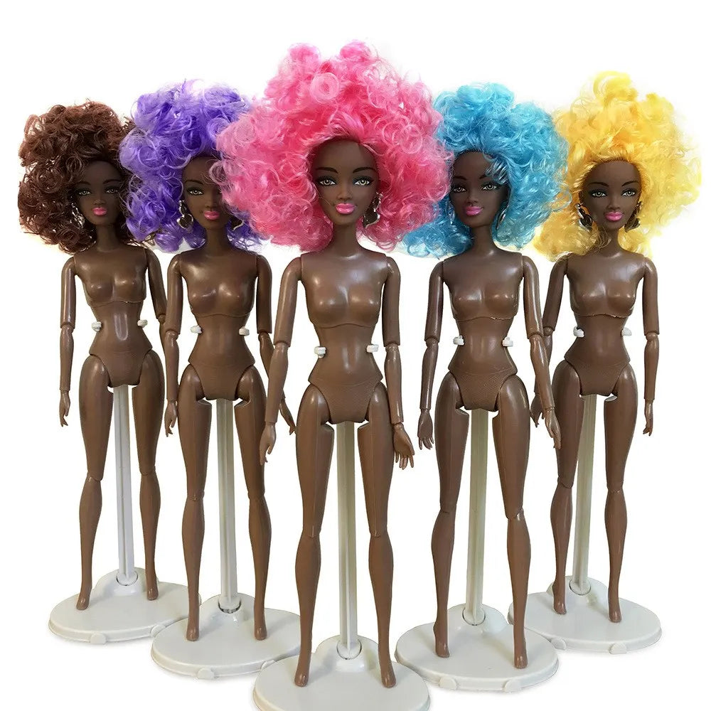 Adollya 32cm 1/6 African Doll — 10-Joint Movable Black American BJD Doll with Makeup, Toy for Girls & Kids Gifts