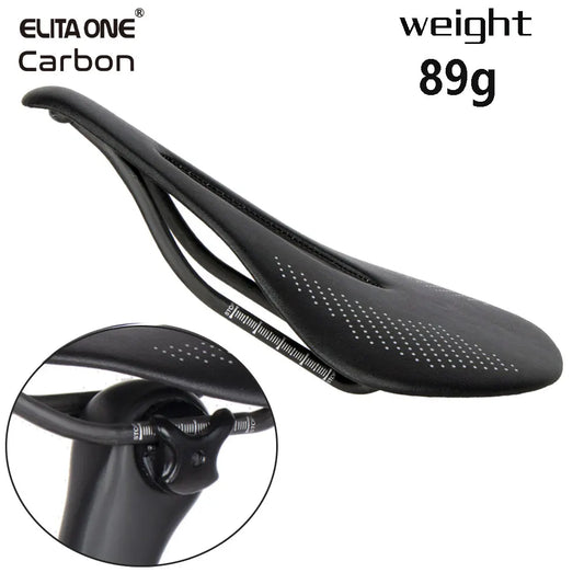 ELITAONE Road & MTB Bike Saddle — 240x143mm Carbon Fiber Round Rail | Super Light 89g 3143ER Seat