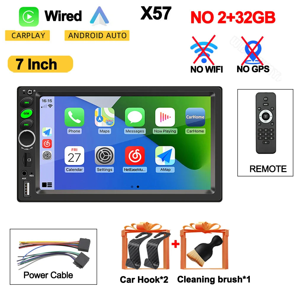 Android 13 Car Radio — 7/9/10" 2-DIN GPS Multimedia Player with 64GB, Wireless CarPlay & Android Auto