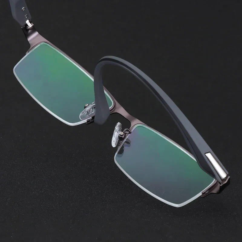 Progressive Multifocal Photochromic Reading Glasses – Anti-Blue Light Half Frame for Men with Presbyopia & Far Sight Protection