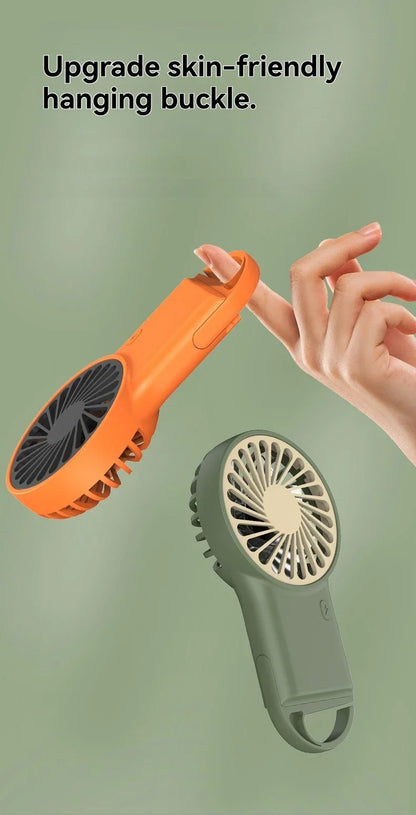 New Foldable USB Rechargeable Mini Fan | Handheld Desktop Fan with Cartoon Design & Hook for Outdoor, Home & Office Use