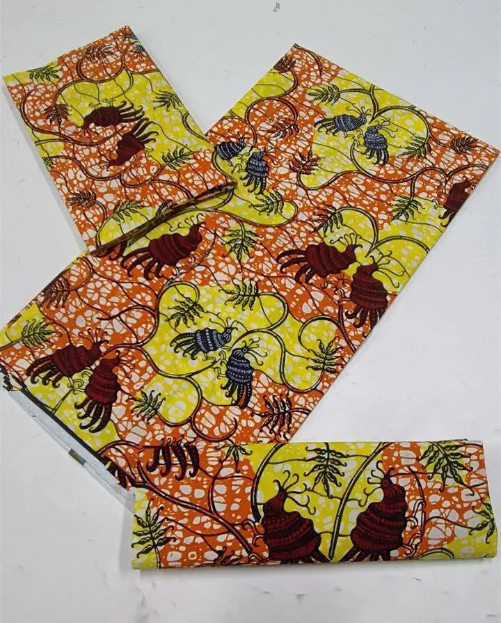 100% Cotton Ankara Fabric - High Quality African Print Batik Real Wax Pagne 6 Yards for Stylish Sewing