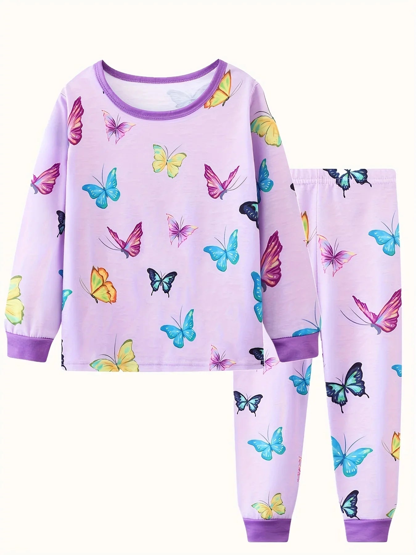 Girls Unicorn Cartoon Pajama Set – Long Sleeve Two-Piece Sleepwear for Kids