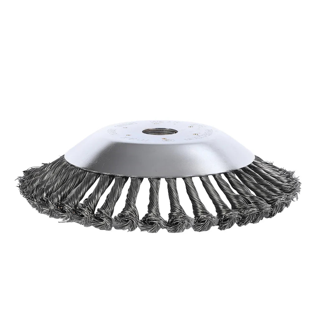 10-Inch Twist Knot Steel Wire Wheel Brush – Weed Cutter Head for Grass Trimmer, Lawn Mower Derusting & Weeding Disc
