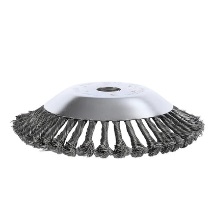10-Inch Twist Knot Steel Wire Wheel Brush – Weed Cutter Head for Grass Trimmer, Lawn Mower Derusting & Weeding Disc