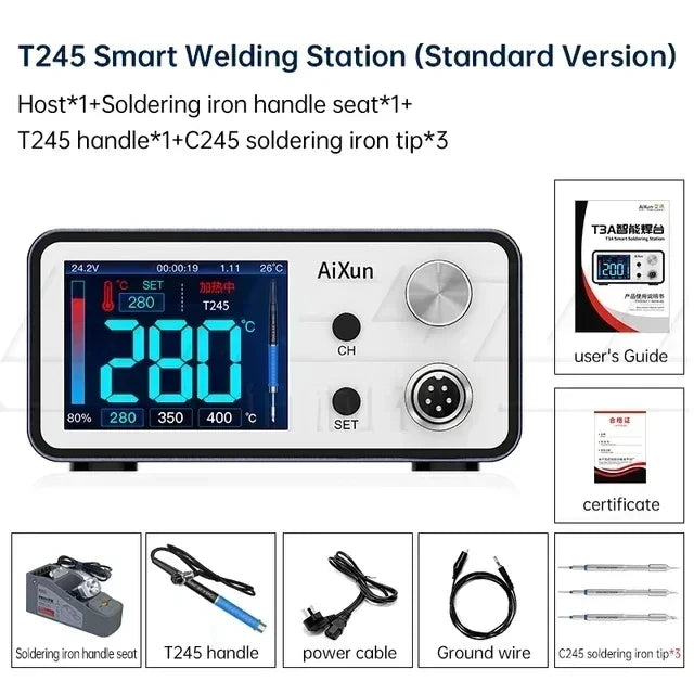 AIXUN T3A/T3B Intelligent Soldering Station – Rework Station for PCB & BGA Soldering with T115/T210/T245/T12 Tools
