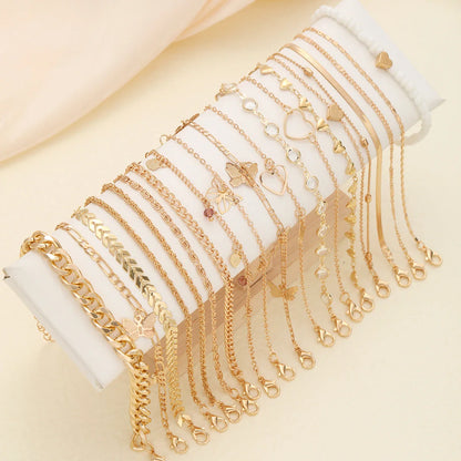 20PCS Bohemian Snake Chain Anklet Set – Vintage Twisted Foot Jewelry for Women, Summer Beach Ankle Bracelet Gift Set