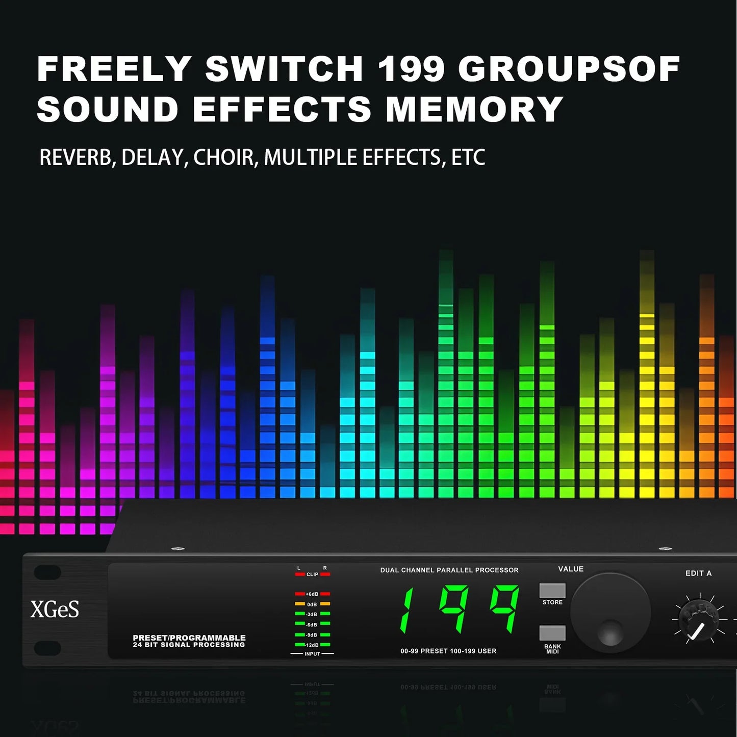 Professional Digital Reverberation DSP Processor - Multi-Effect Audio Equalizer for Enhanced Sound