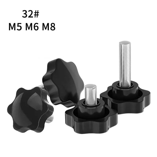 Plum-Handle Six-Star Bakelite Star Knob Screw — Manual Tightening Plastic Plum Handle M5/M6/M8, 8–70mm