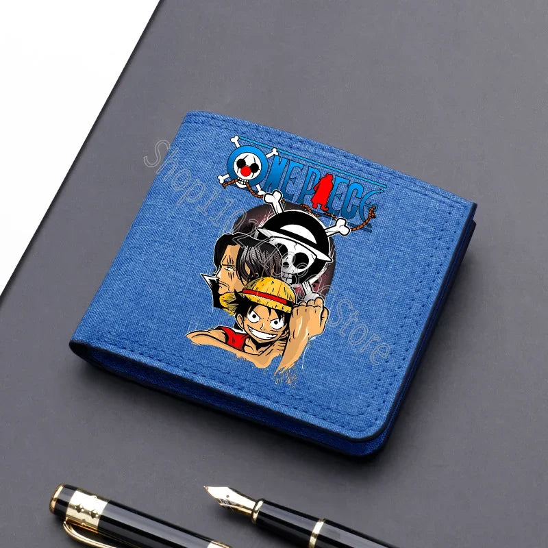 One Piece Men’s Wallet – Multi-Card Slots, Cartoon Anime Print, Portable Purse for Boys & Birthday Gifts