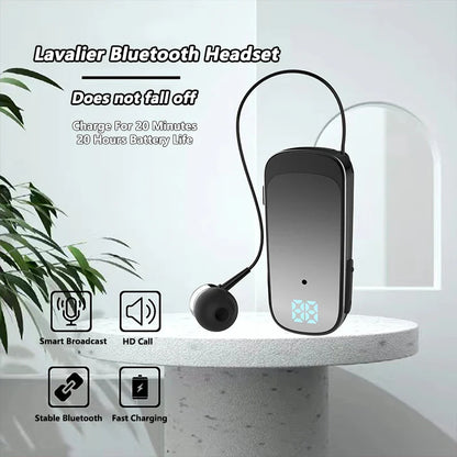 K65 K55 Lavalier Bluetooth 5.2 Headphones - 20 Hours Talk/Music Time, Noise Cancelling, LED Digital Display Wireless Headset