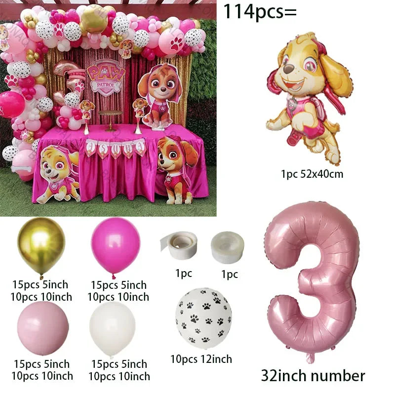 Pink Paw Patrol Party Supplies for Girls – Skye Balloons, Cups, Plates & Tablecloth for Birthday & Baby Shower