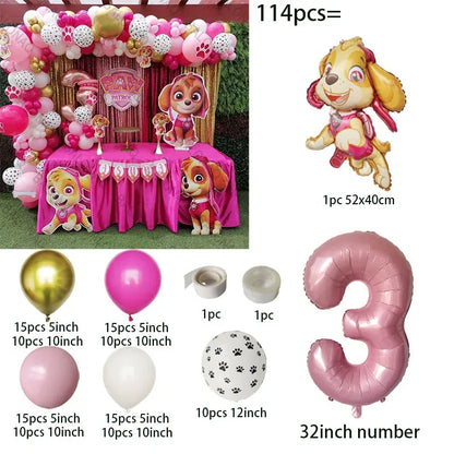 Pink Paw Patrol Party Supplies for Girls – Skye Balloons, Cups, Plates & Tablecloth for Birthday & Baby Shower