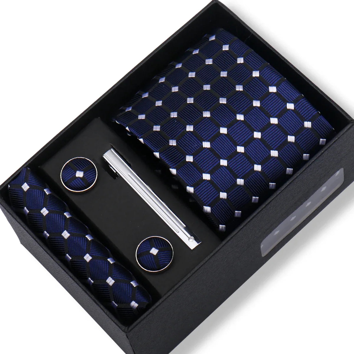 Men’s Green Tie Gift Box Set - Premium Business Necktie with Hanky, Cufflinks & Tie Clip for Wedding Formal Wear