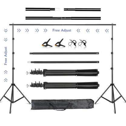 Adjustable Photo Backdrop Stand - 2.6 x 3M Telescopic Background Support System with Carry Bag