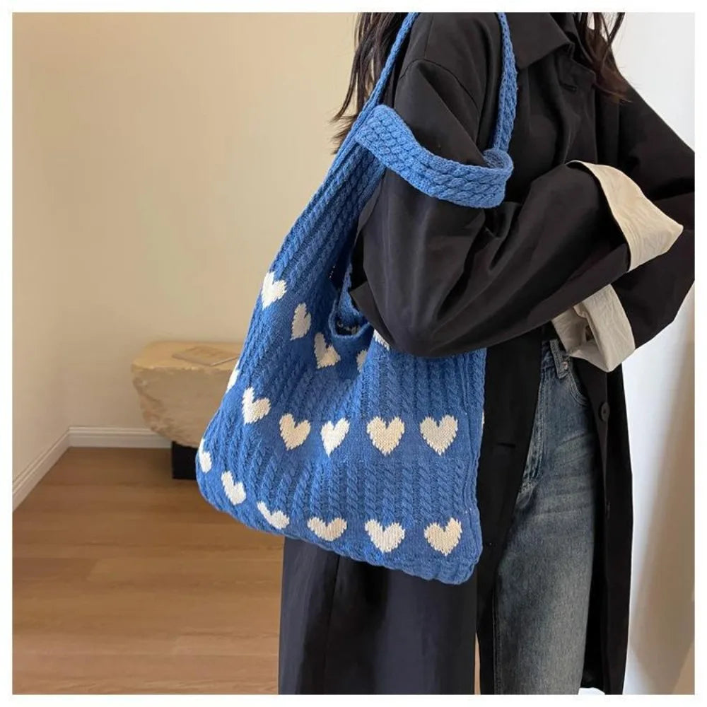Knitted Handbags for Women - Large Capacity Totes, Shoulder Bag - Autumn Winter Purses, Casual Woven Shopping Bag