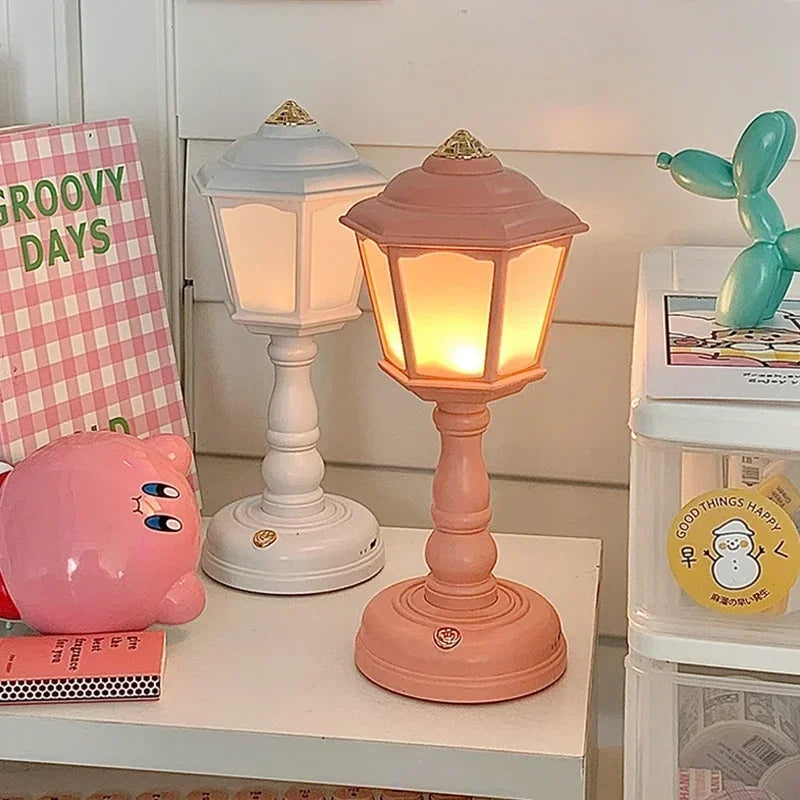 Retro LED Desk Lamp - Mini Street Lamp Design Night Light and Desk Accessory for Kawaii Room Decor
