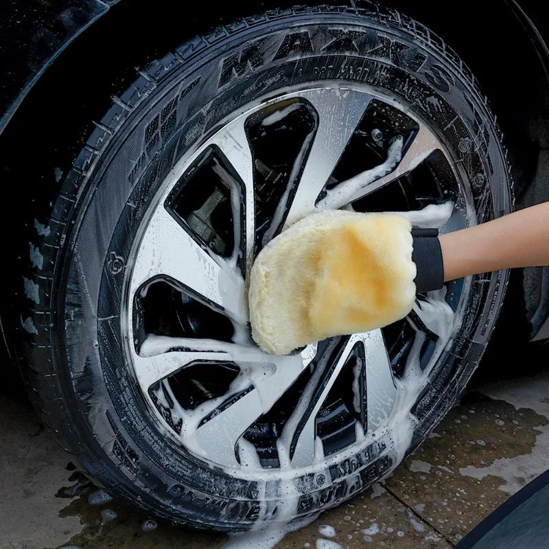 Plush Microfiber Car Wash Mitt – Double-Sided Soft Cleaning Glove, Thick Imitation Wool Polishing Wash Glove for Auto Care