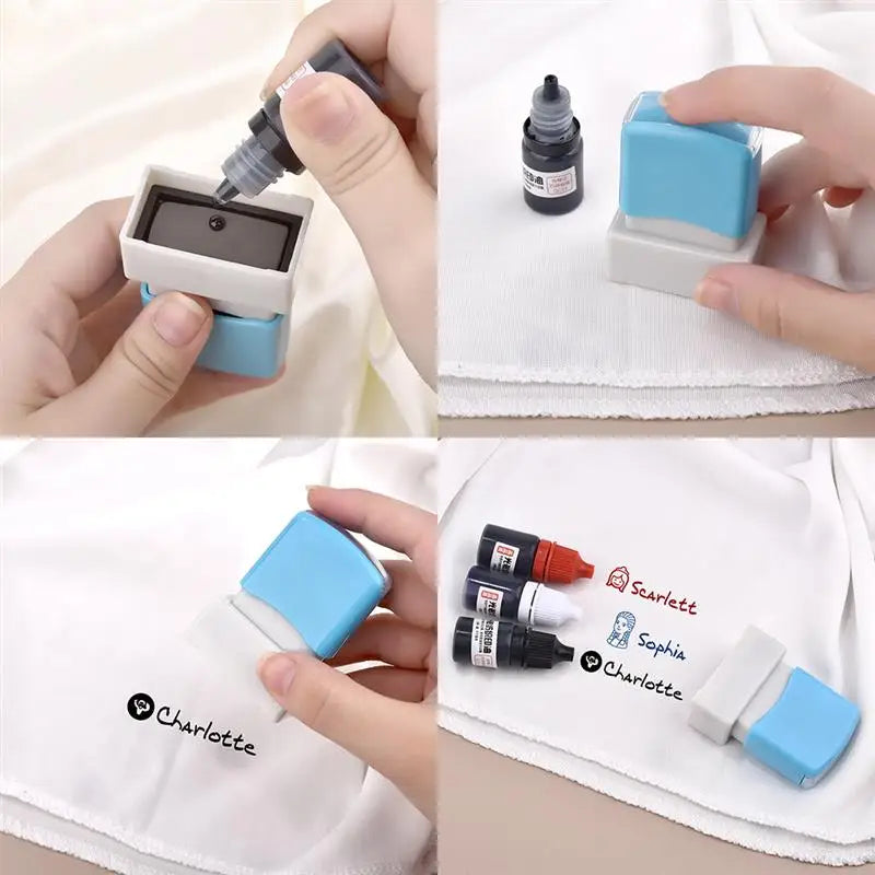 10ml Textile Ink for Clothes – Blue, Red & Black Waterproof Ink for Kids’ Name Stamps, Non-Fading