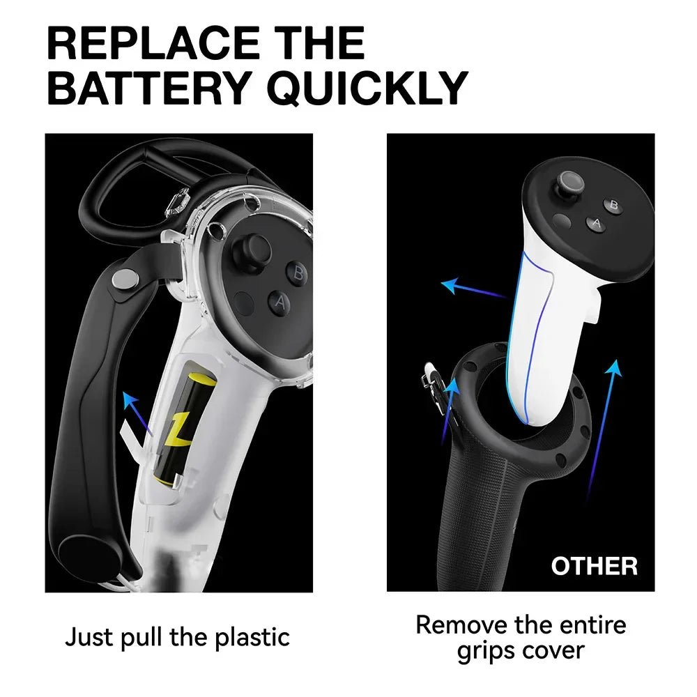 Handle Control for Meta Quest 3S – Strap Controller Grip with Battery Open Touch & Bumper Shelf Accessory