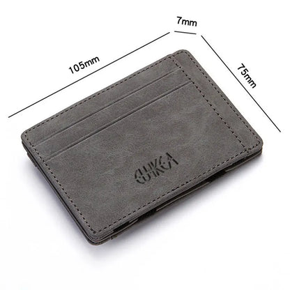 Mini Men’s Card Holder Wallet — Slim PU Leather Wallet with Zipper Coin Pocket, Magic Closure, Credit Card Case, Small Men’s Purse